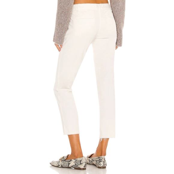 Nili Lotan East Hampton Pants Slim Leg Cropped Low Rise Raw Hem Eggshell Size 10 - Picture 2 of 15